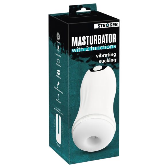 STROKER - oplaadbare zuig-vibrerende masturbator (wit)