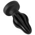ANOS - buttplug met ribbels - zacht siliconen - zwart - 7cm