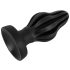 ANOS - buttplug met ribbels - zacht siliconen - zwart - 7cm