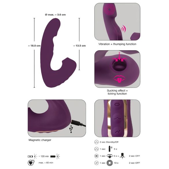 Javida - 4-in-1 vibrator voor clitoris stimulatie - paars