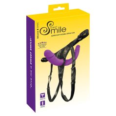 SMILE - Dubbele strap-on met slipje (paars-zwart)