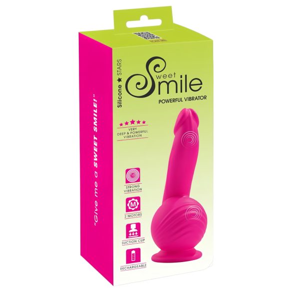 SMILE Powerful - oplaadbare, zuignap vibrator met 2 motoren (pink)