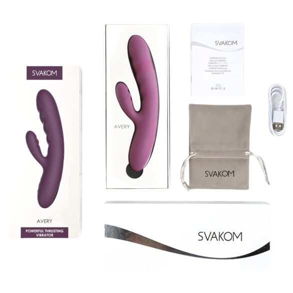 Svakom Avery - rabbit vibrator - oplaadbaar, stotend, met clitorisstimulator