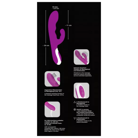 Javida - verwarmende clitorisstimulator vibrator (paars)