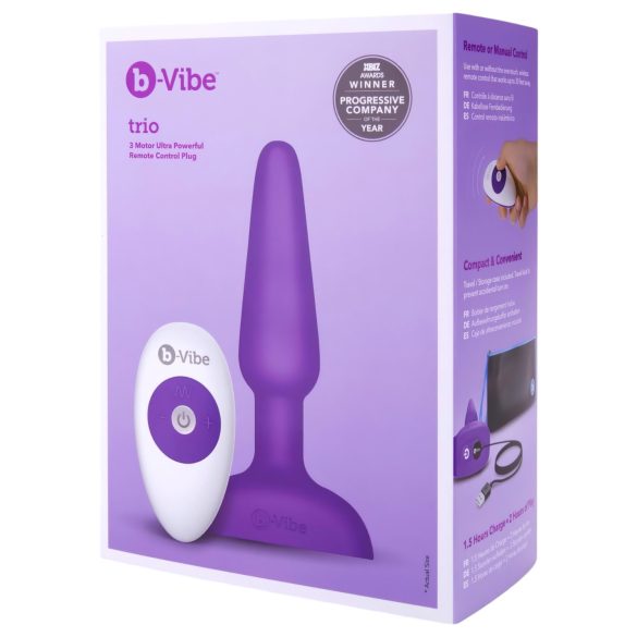 b-Vibe trio - 3-motorige anale vibrator (paars)