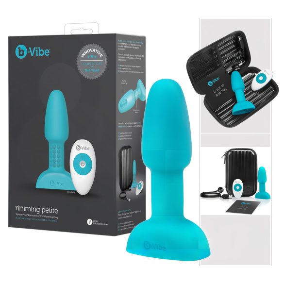 b-Vibe Rimming - anaal vibrator met roterende kralen - turquoise