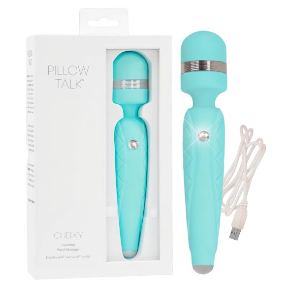 Pillow Talk Cheeky Wand - oplaadbare massage vibrator - turquoise