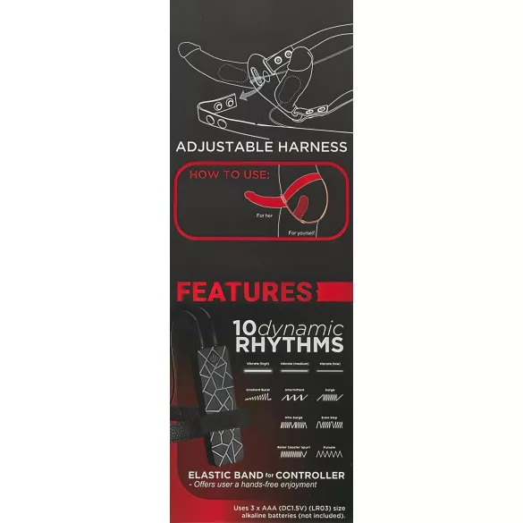 Double Thruster - strap-on dubbele vibrator - zwart