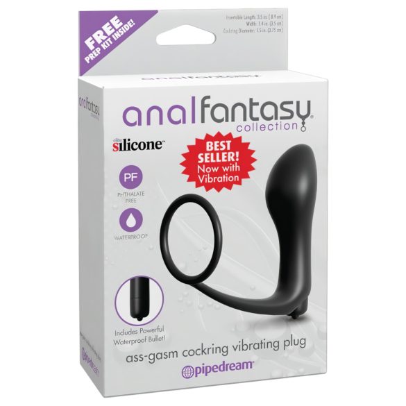 Analfantasy - anale vinger vibrator met penisring - zwart