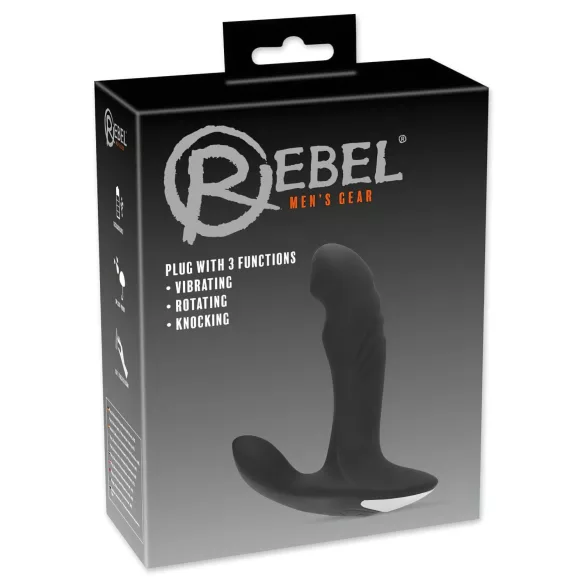 Rebel - prostaat vibrator met roterende kralen - zwart