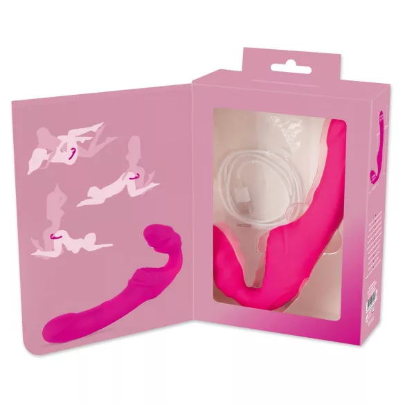 Double2Teaser - strapless vibrerende dildo - siliconen - roze