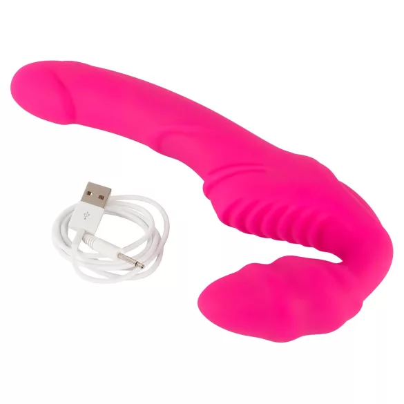 Double2Teaser - strapless vibrerende dildo - siliconen - roze