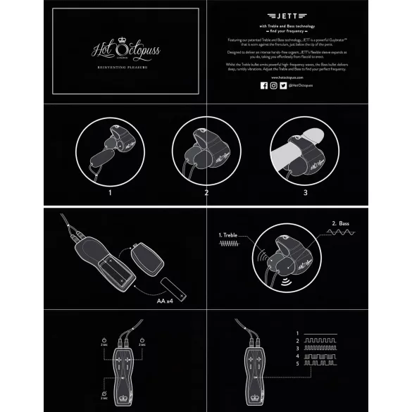 HOT Octopuss JETT - penistopje vibrator - 2 motoren - zwart