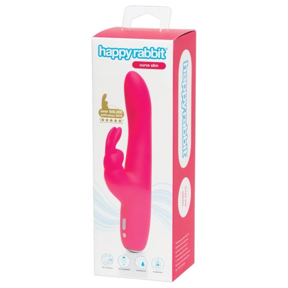 Happyrabbit Curve Slim - waterdichte, clitorisstimulatie vibrator (roze)