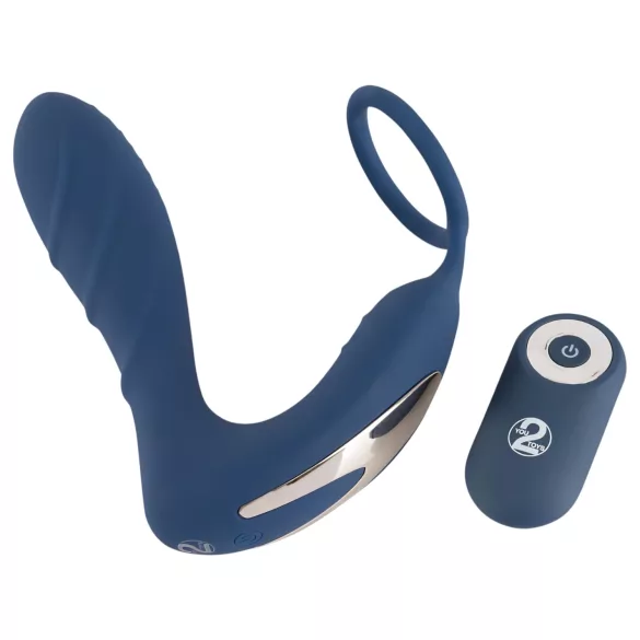 You2Toys - Prostaat vibrator met penisring - siliconen - blauw