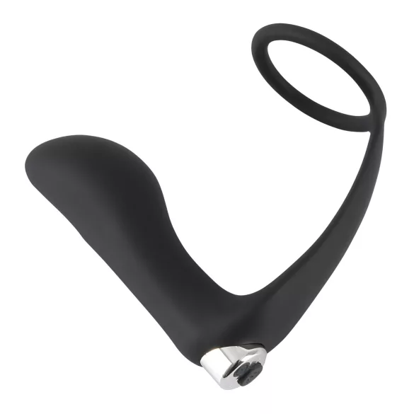 Black Velvets - anaal vibrator met penisring - zwart