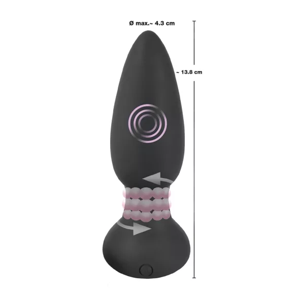 Black Velvets - anaal vibrator met draaiende kralen - zwart