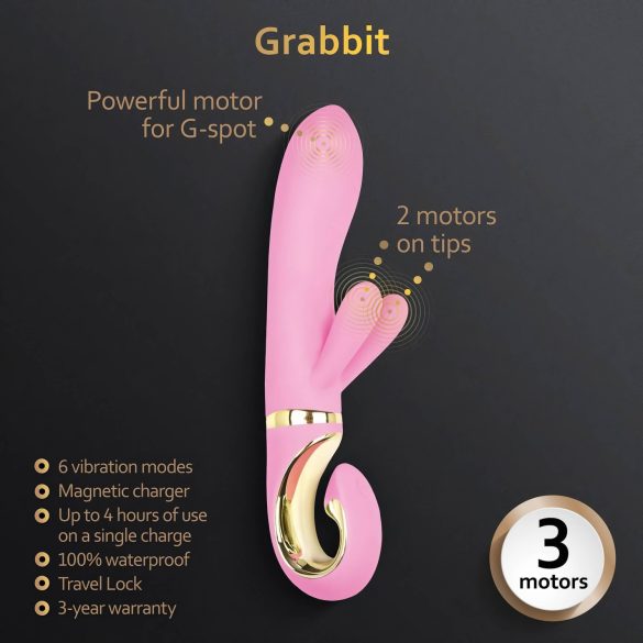 G-Vibe GRabbit - G-spot vibrator - oplaadbaar, 3 motoren - siliconen, roze