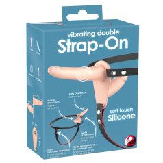 You2Toys - Dubbele strap-on vibrator (natuur)