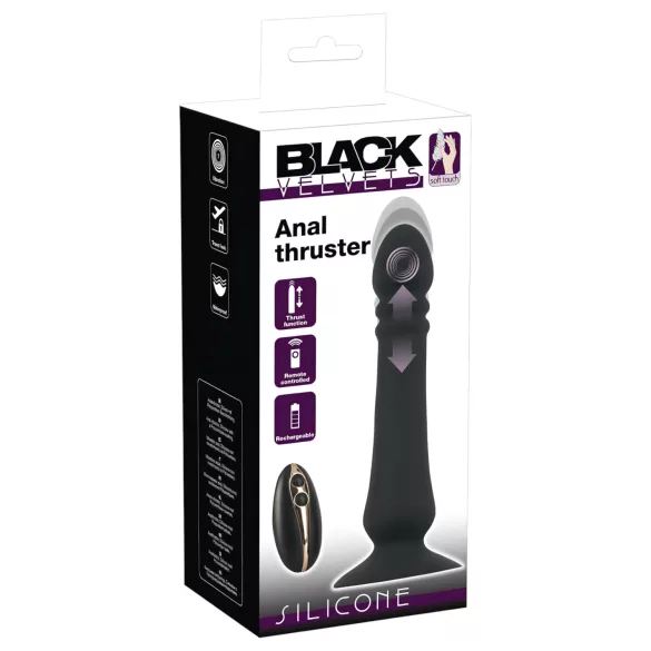 Black Velvets - anale vibrator met stootfunctie - oplaadbaar - zwart