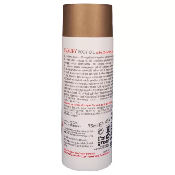 HOT - Shiatsu Luxury - eetbare massage‑olie - aardbei‑rode wijn (75 ml)
