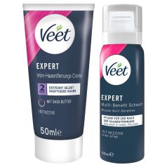   Veet - intieme ontharingscrème en hydraterende mousse voor vrouwen (2×50 ml)