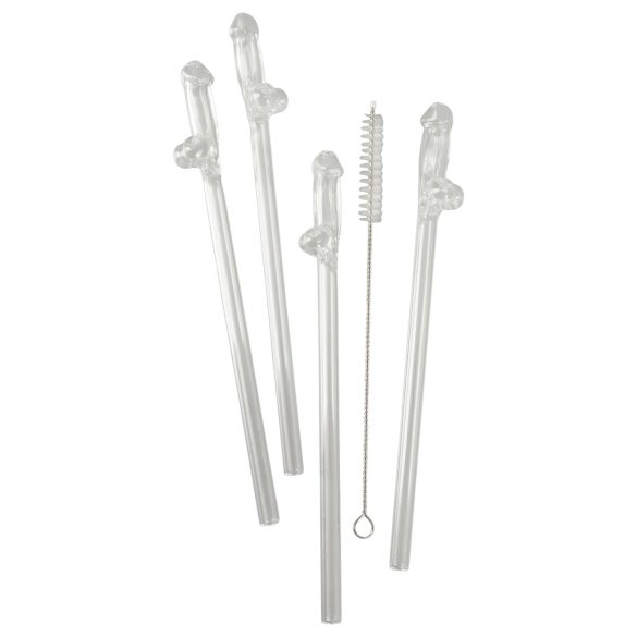 Straw Willy - penissstraws - transparant (4 stuks)