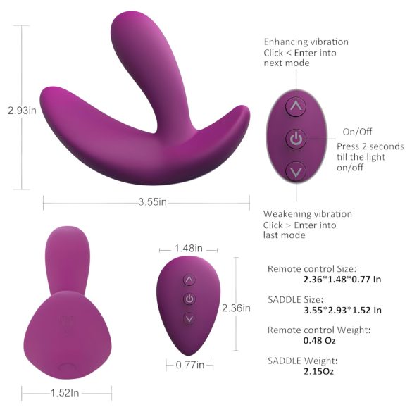 Cotoxo Saddle - afstandsbediening prostaat vibrator (violet)