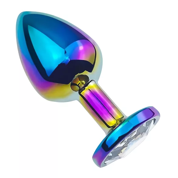 Sunfo - metalen buttplug - witte steen - regenboog