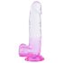 Sunfo - zuignap, balzak dildo - 22cm (doorzichtig-paars)