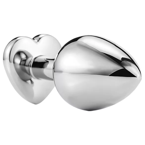 Sunfo - metalen anale plug met hartvormige steen (zilver-wit)