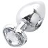Sunfo - metalen anale plug met hartvormige steen (zilver-wit)