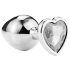 Sunfo - metalen anale plug met hartvormige steen (zilver-wit)