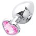 Sunfo - metalen anaalplug met hartvormige steen (zilver-roze)