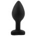 Sunfo - siliconen buttplug met hartvormige steen - zwart/wit