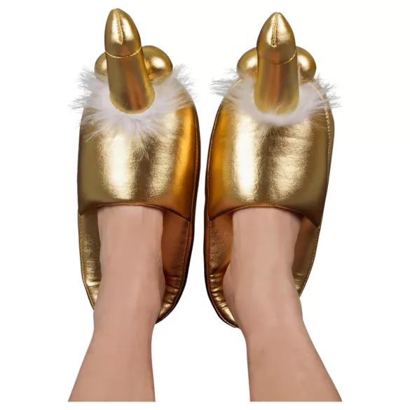 Penis pantoffels - grappig cadeau - goud