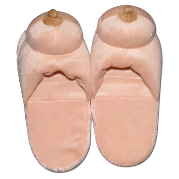 Pluche pantoffels - borstvormig - beige