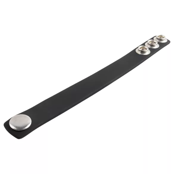Pulselock Forge - verstelbare siliconen penisring met drukknoop (zwart) - 200 mm
