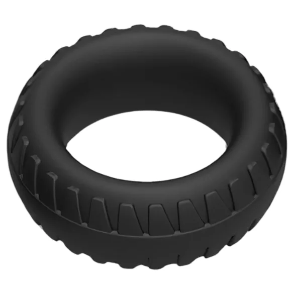Pulselock Forge - siliconen penisring met bandenprofiel (zwart) - 30 mm