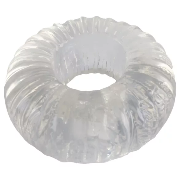 Pulselock Cocktura - geribbelde TPE-penisring (transparant) - 19 mm