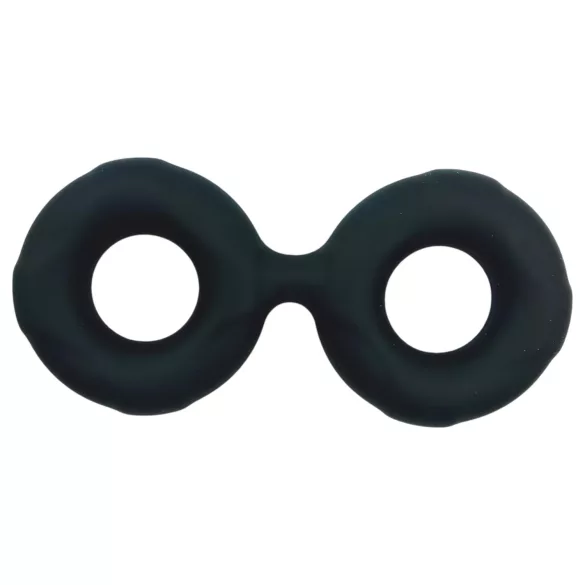Pulselock Taur - dubbele penis- en ballenring (zwart) - 25 mm