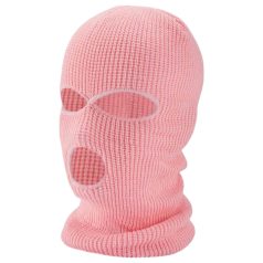 Balaclava - gebreide masker met 3 openingen (roze)