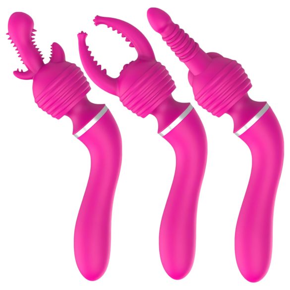 Lonely 2in1 - vibrator en massager - G-spot - 3 opzetstukken - roze
