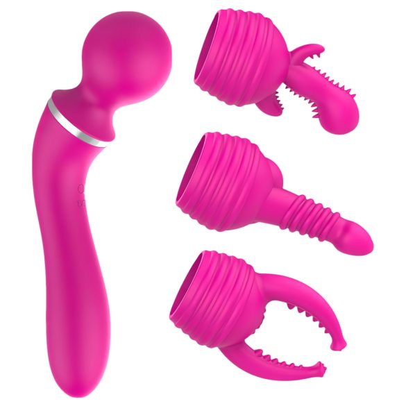 Lonely 2in1 - vibrator en massager - G-spot - 3 opzetstukken - roze