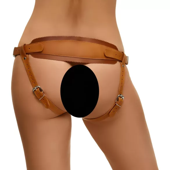 ZADO - leren harnas voor strap-on - bruin - XXL