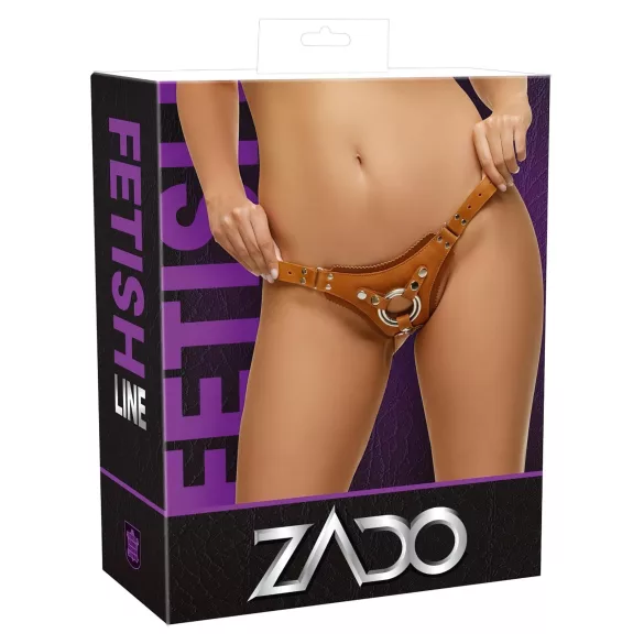 ZADO - leren harnas voor strap-on - bruin - XXL