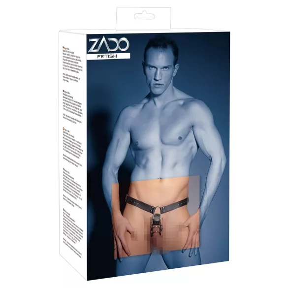 ZADO - leren string met dildo en 3 penisringen