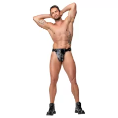   ZADO - zwarte leren kuisheidsgordel-string met 2 slotjes (S-2XL)