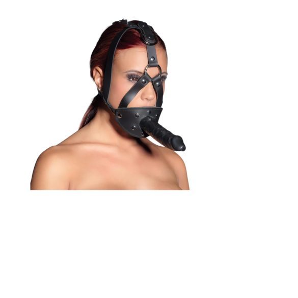 ZADO - leren harnas met dildo - zwart