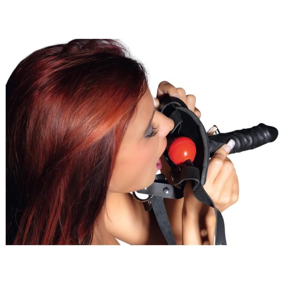 ZADO - leren harnas met dildo - zwart